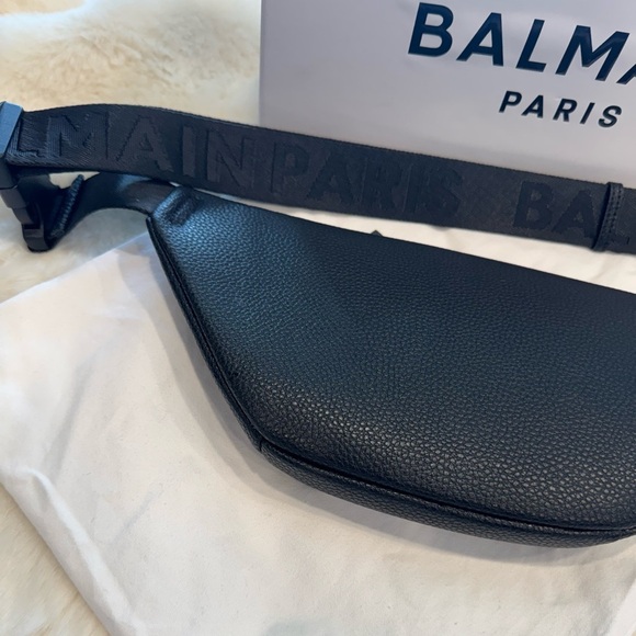 Balmain Paris Black Leather Bum Bag - Picture 2 of 13